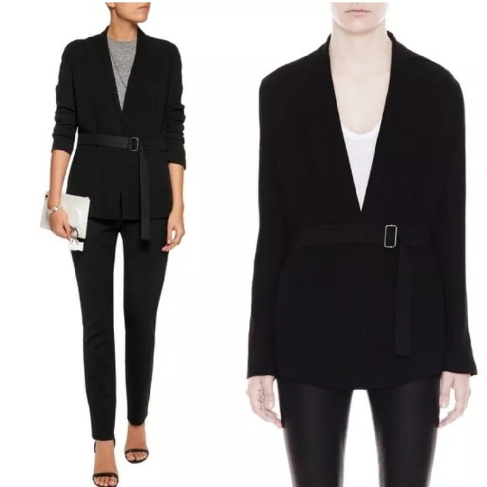 Helmut Lang Black Blazer Suit Jacket With Belt